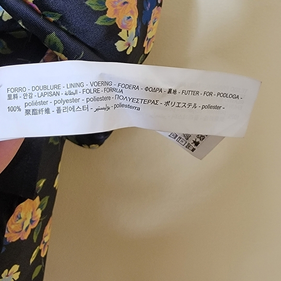 Zara Black Floral Satin Printed Summer Dress Large - Picture 8 of 9
